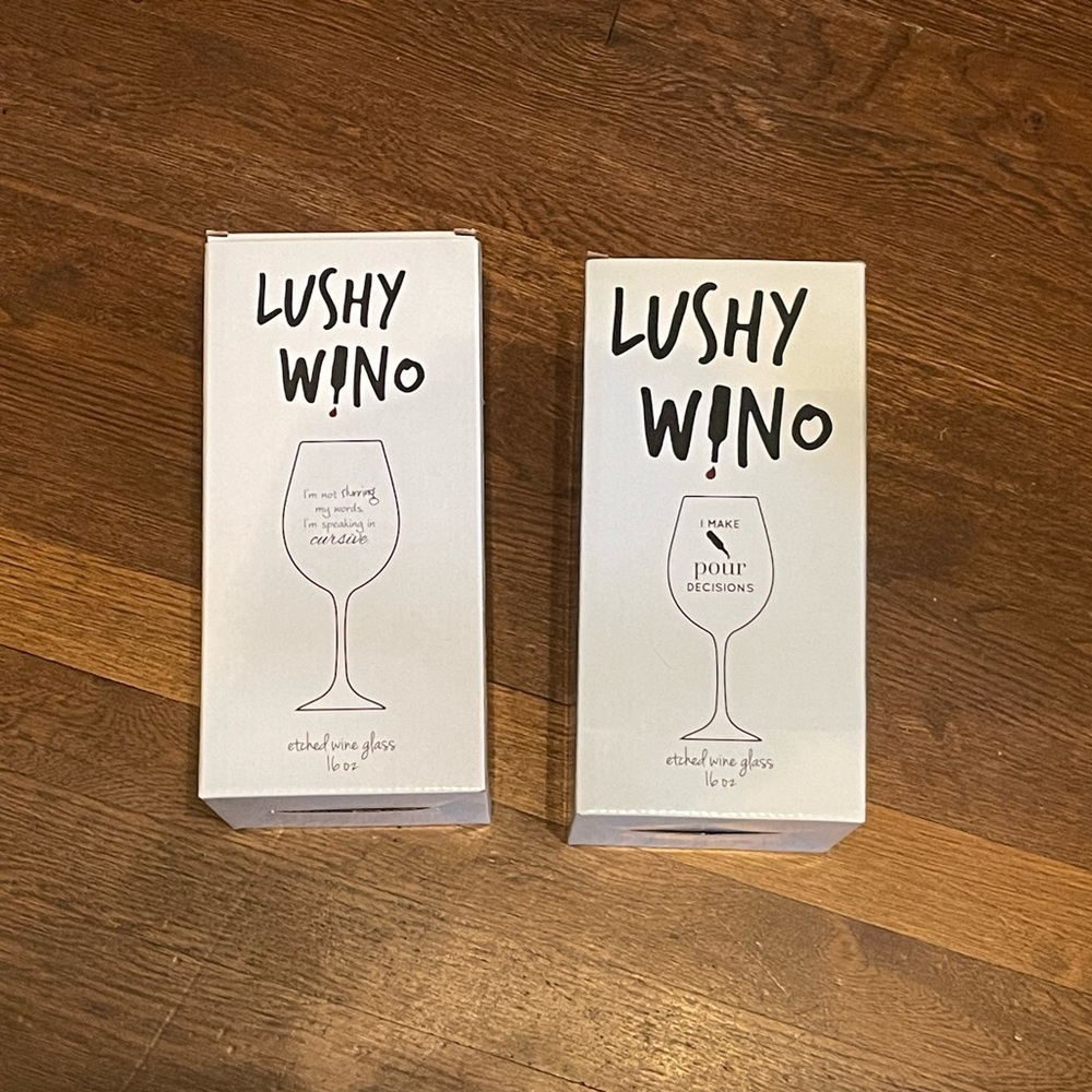 Lushy wino wineglasses NIB